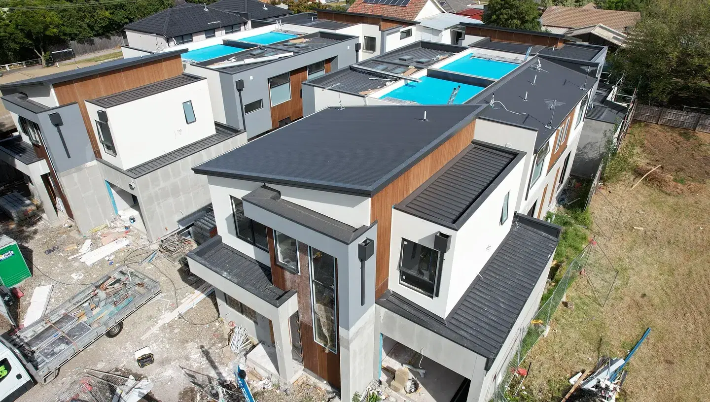 Cranbourne Town Homes — aerial view of the site during construction