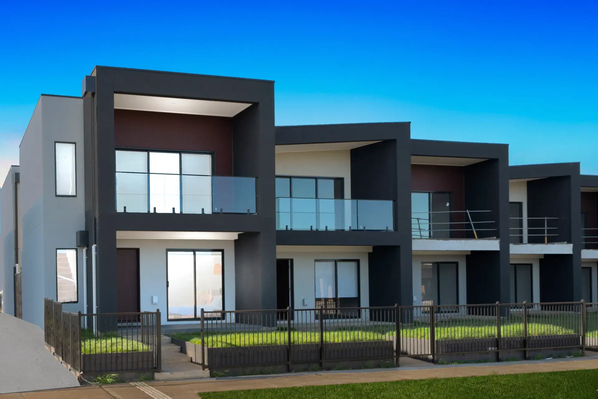 Facade of a completed two-storey town home at Truganina